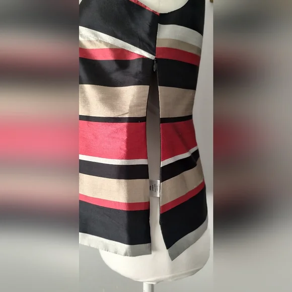 Talbots Top Shauntug Silk Shell  Stripes Zipper On  Side Sleeveless Casual 4P - Picture 5 of 6